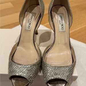 Jimmy Choo Glitter Peep Toe Heels